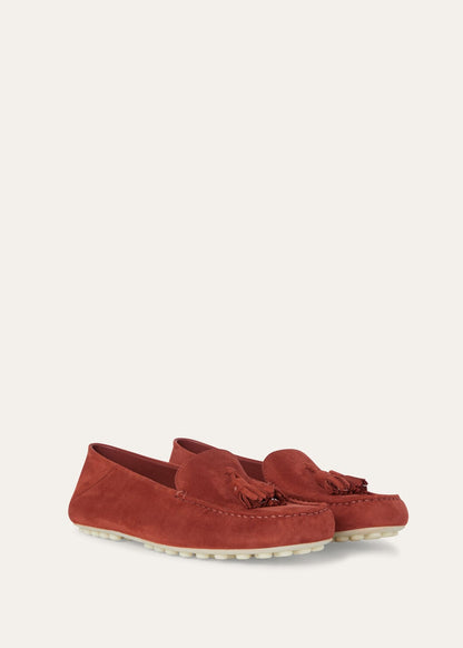 Women's Dot Sole Walk Moccasins in Cinnamon Suede