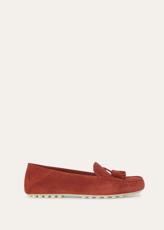 Women's Dot Sole Walk Moccasins in Cinnamon Suede