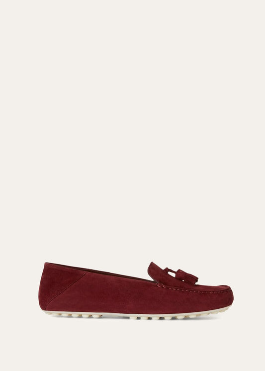 Women's Dot Sole Walk Moccasins in Bordeaux Suede