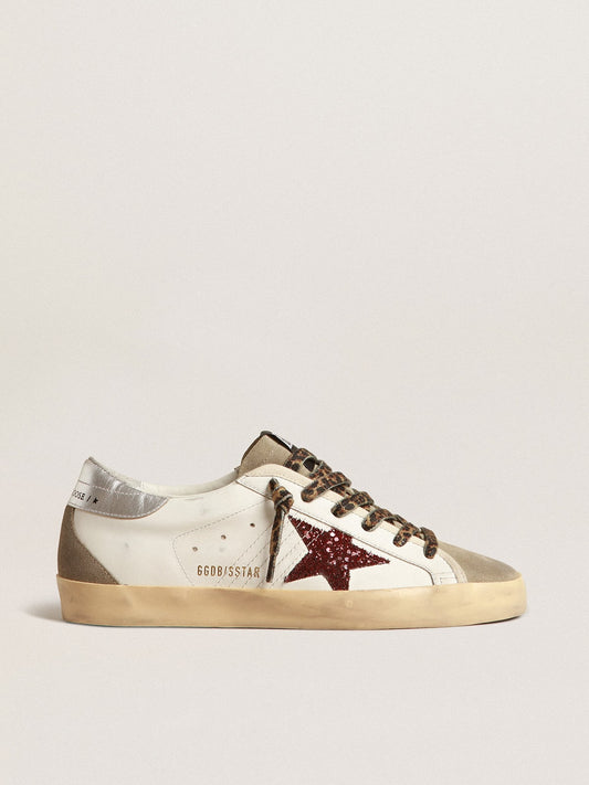 Super-Star with burgundy glitter star and silver heel cap