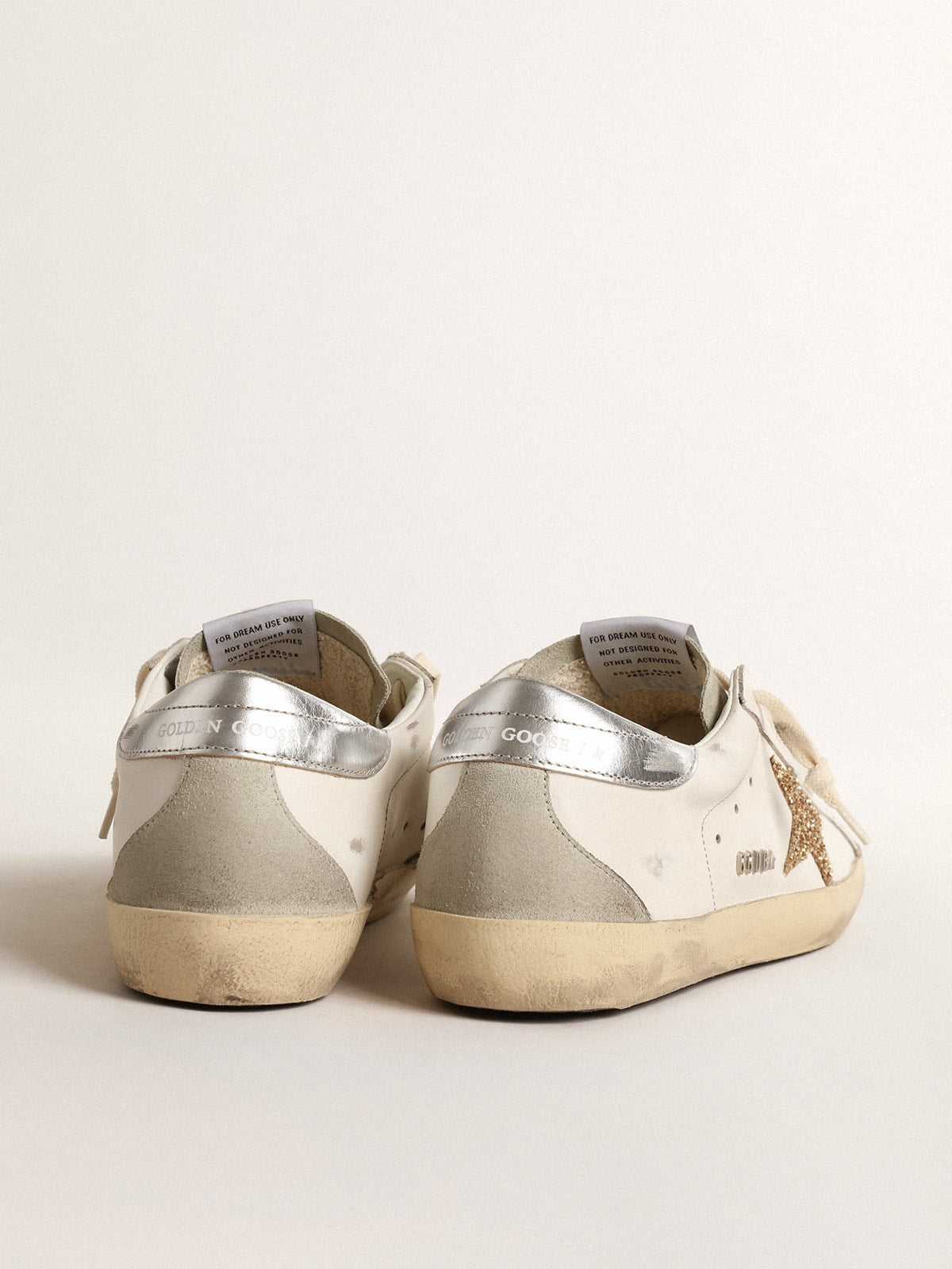 Super-Star women's sneakers with gold glitter star and ice suede inserts