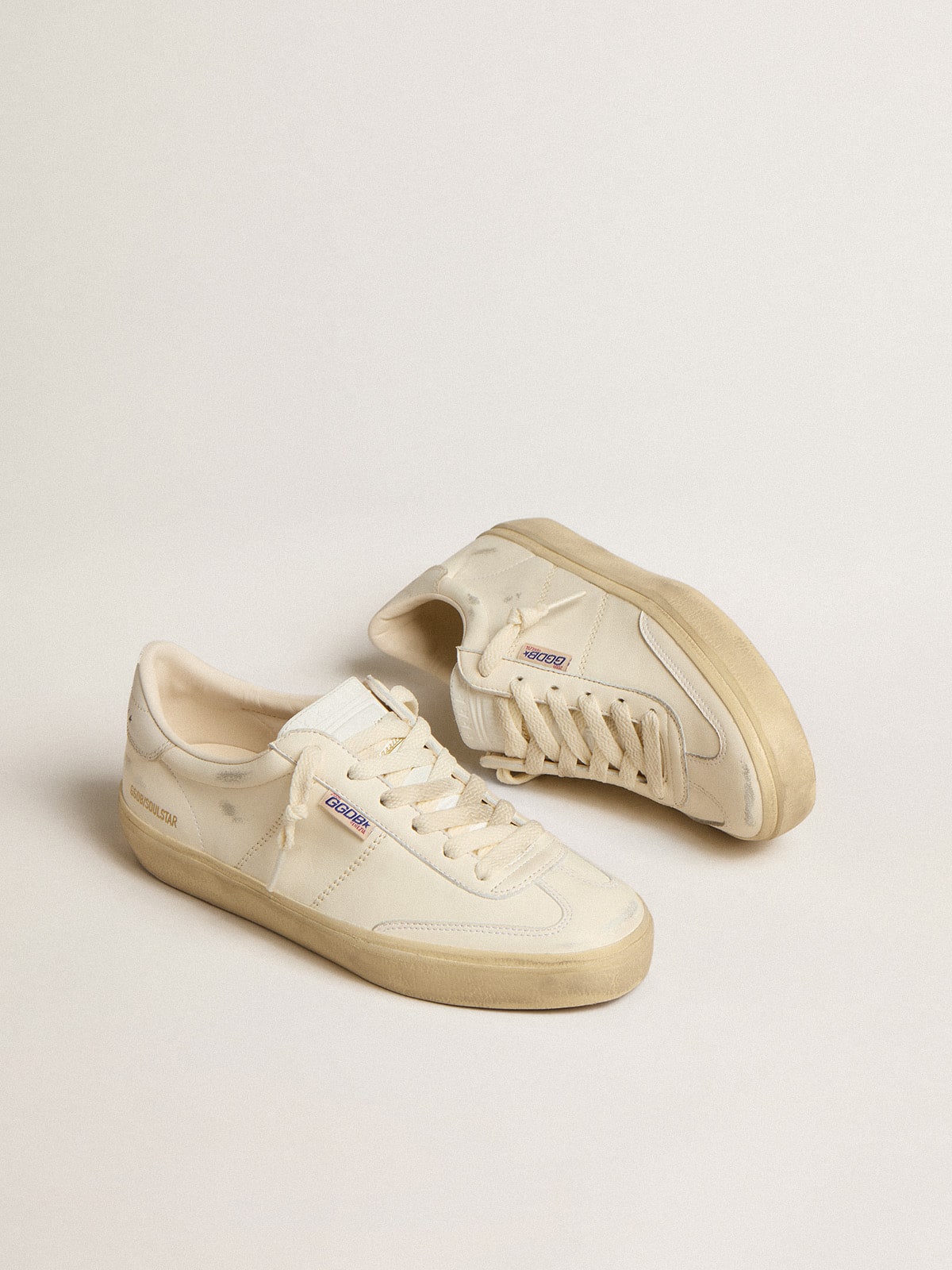 Soul Star in white nappa leather with white leather heel piece