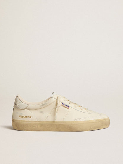 Soul Star in white nappa leather with white leather heel piece