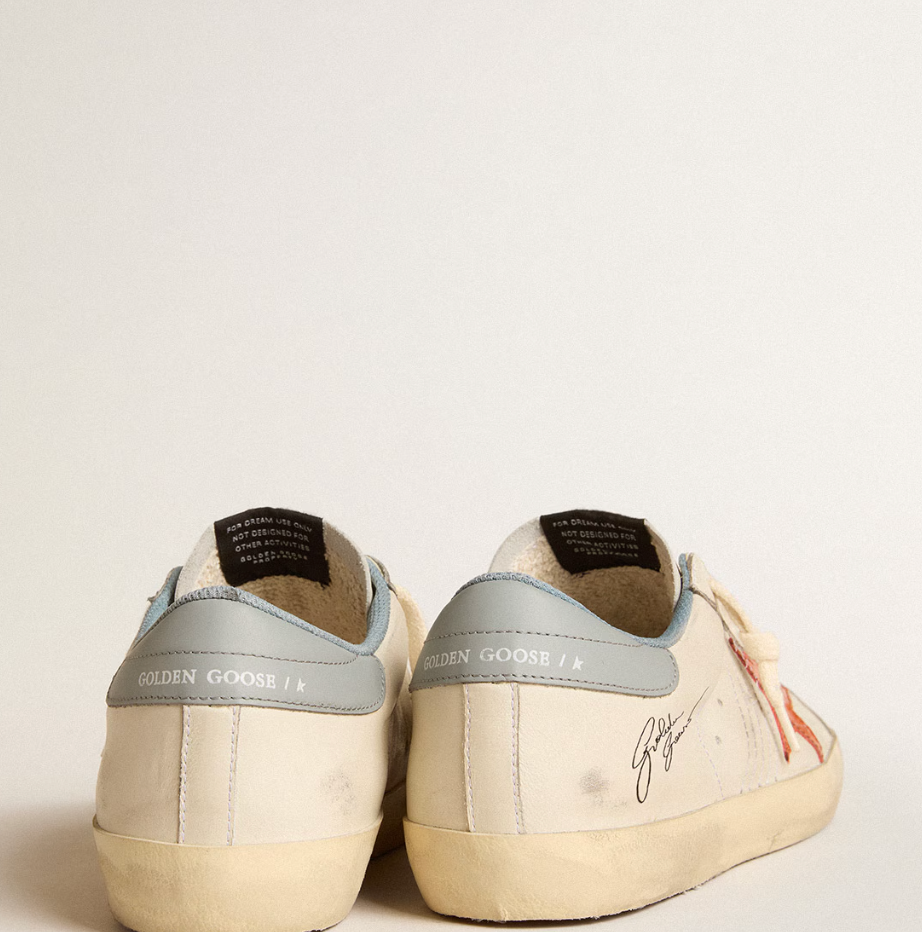 Super-Star men's sneakers with crocodile embossed star and azure blue-silver heel tab