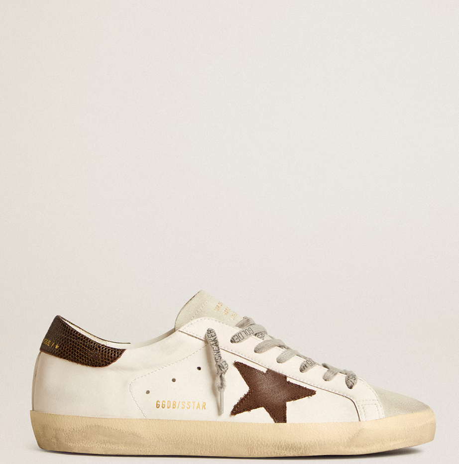 Super-Star bio-based sneakers with canvas star and heel tab in dark brown leather