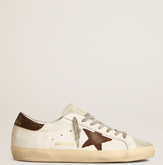 Super-Star bio-based sneakers with canvas star and heel tab in dark brown leather