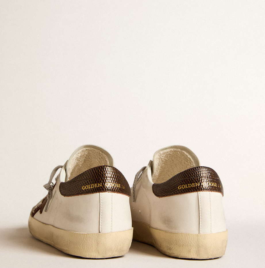 Super-Star bio-based sneakers with canvas star and heel tab in dark brown leather
