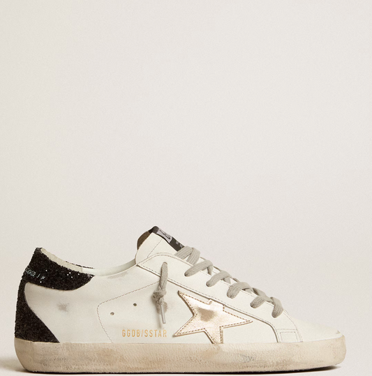 Super-Star women's sneakers with golden star and black glitter heel tab