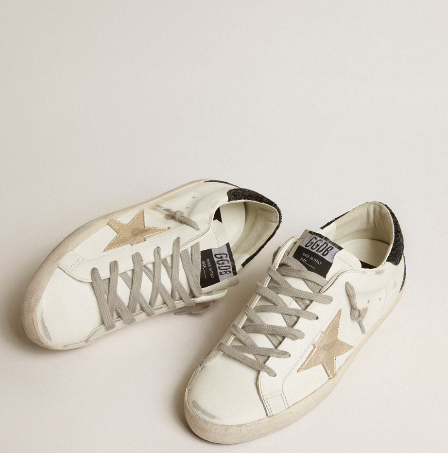 Super-Star women's sneakers with golden star and black glitter heel tab