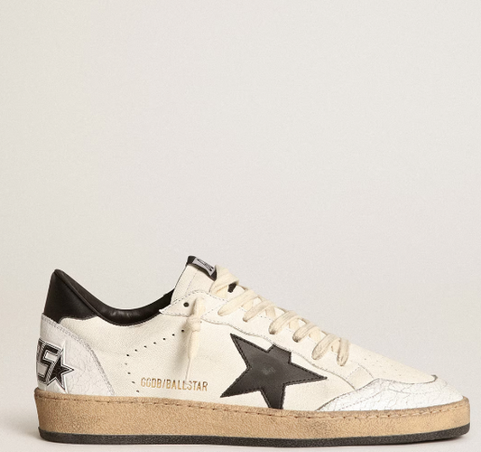 Ball Star in white nappa leather with black star