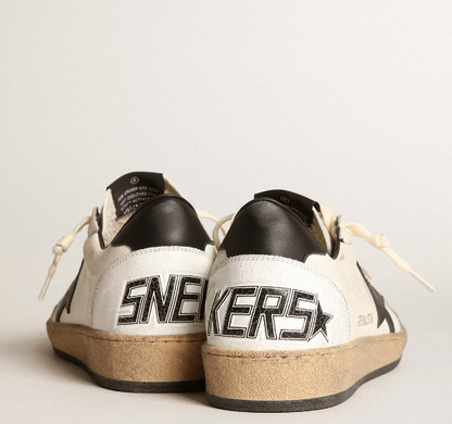 Ball Star in white nappa leather with black star