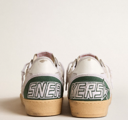 Ball Star LTD sneakers in cracklé leather and white mesh material with star in suede