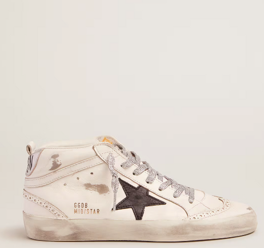 Mid Star with laminated heel tab and glitter shoelaces