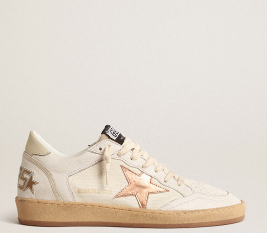 Ball Star LTD sneakers in canvas and nappa leather with star in bronze-colored laminated leather
