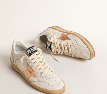 Ball Star LTD sneakers in canvas and nappa leather with star in bronze-colored laminated leather
