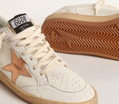 Ball Star LTD sneakers in canvas and nappa leather with star in bronze-colored laminated leather