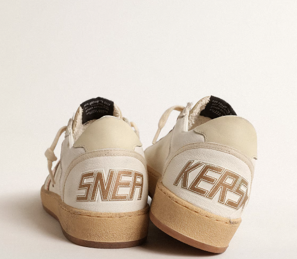 Ball Star LTD sneakers in canvas and nappa leather with star in bronze-colored laminated leather