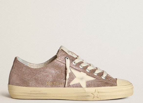 V-Star sneakers in brown laminated suede with cream leather star