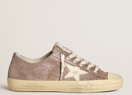 V-Star sneakers in brown laminated suede with cream leather star