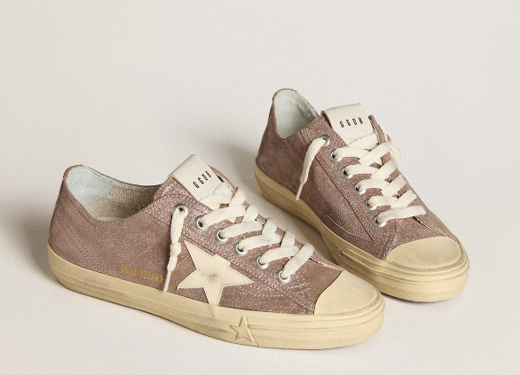 V-Star sneakers in brown laminated suede with cream leather star