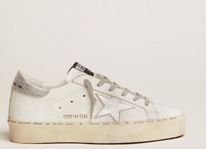 Hi Star women's sneakers with star and heel tab in metallic silver leather
