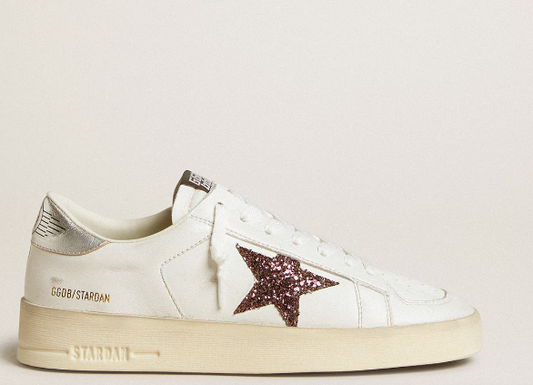 Stardan sneakers in nappa leather with glitter star and heel tab made of laminated leather