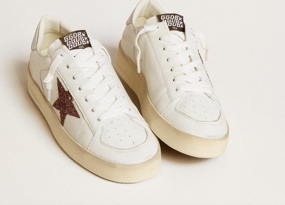 Stardan sneakers in nappa leather with glitter star and heel tab made of laminated leather