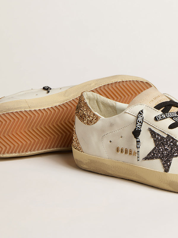 Super-Star sneakers with gold and silver-grey glitter