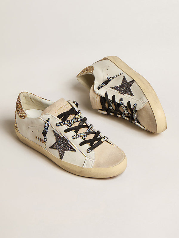 Super-Star sneakers with gold and silver-grey glitter