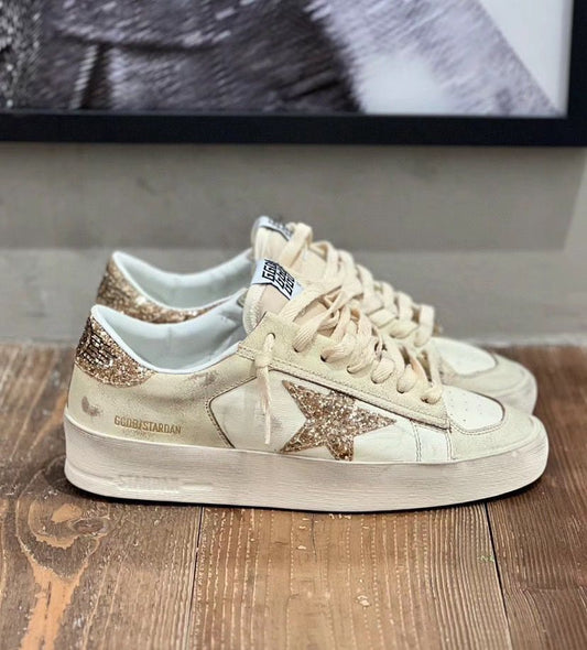 Ball Star sneakers with golden glitter accents