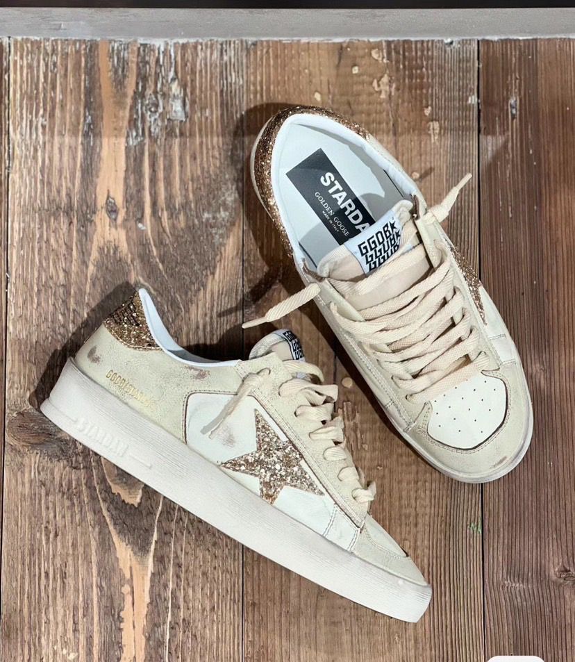 Ball Star sneakers with golden glitter accents