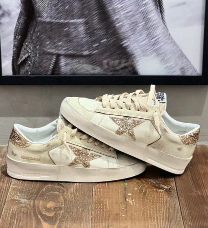 Ball Star sneakers with golden glitter accents